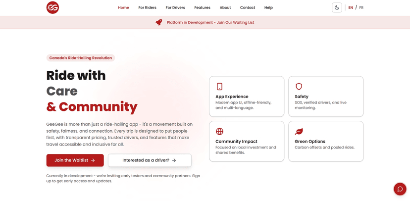 GeeGee – Canadian Ride-Sharing Platform