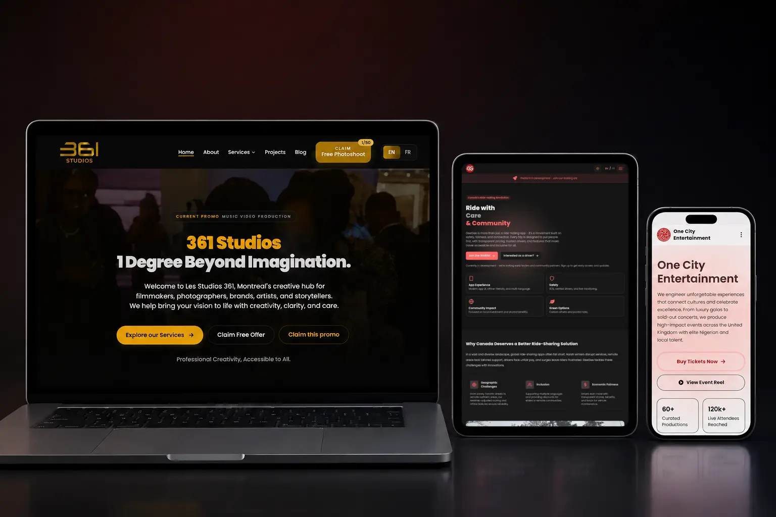 Responsive website development mockups by Blue Circle